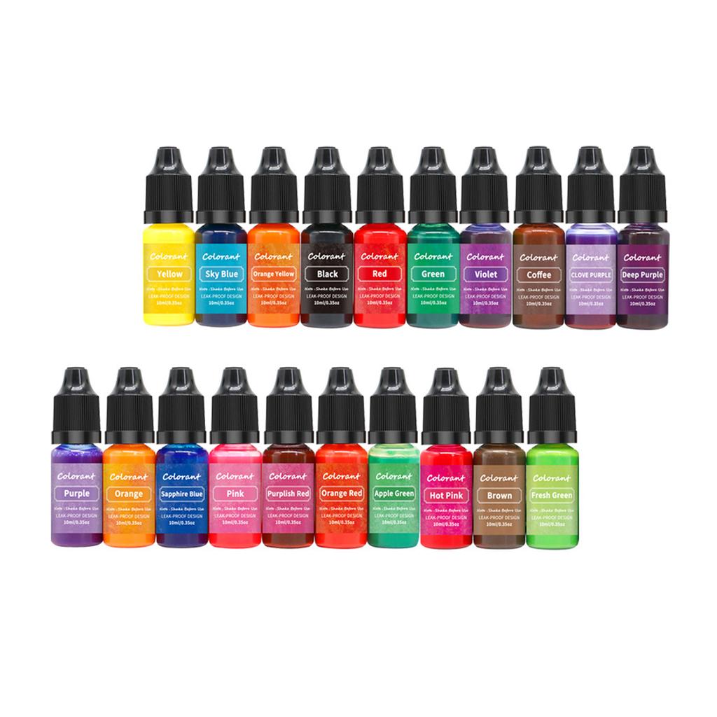 20 st Ljusfärgfärgämne Färgämne för Ljusframställning Ljus Pigmentfärgfärger DIY Handgjord Tvål Ljusframställning 10ml Flytande Badfärgämne