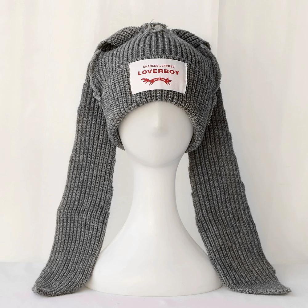 

Long fox Ears Knitted Hat Men Women Rabbit Ear Warm Crochet Beanies Kpop Hip Hop Hat Winter Skullies Cap Y2k Christmas Gifty