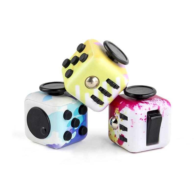 New Strange Toy Decompression Dice Uv Printing Camouflage Decompression Dice Six-Sided Infinite Rubik'S Cube, Finger Magic