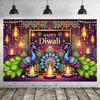 1 Vibrant Diwali Backdrop Cloth - Colorful Peacock and Diya Design  No Power Required