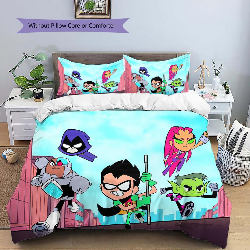 Teen Titans Vai! Set Biancheria da Letto Stile Carino Copripiumino Federa Senza Imbottitura, Morbido Arredo Casa Camera da Letto, Regalo Perfetto per i Fan.chl