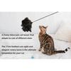 Natural Ostrich Feather Cat Teaser 30in Telescopic Rod Stainless Steel Undyed Feathers Dark Gray