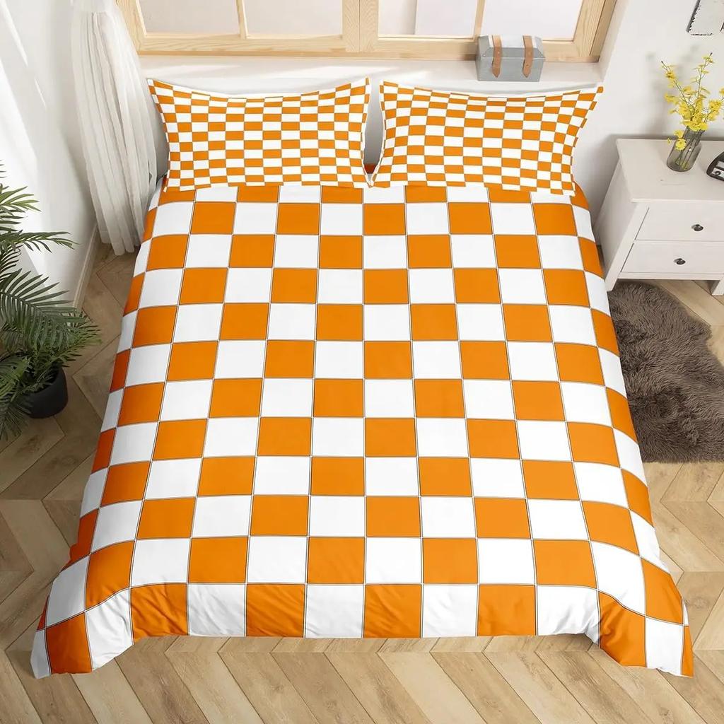 Plaid Grid Duvet Cover Set Queen King Checkerboard Bedding Set For Kids Adults Modern Room Decor 3 Piece Set With 2 Pillowcases
