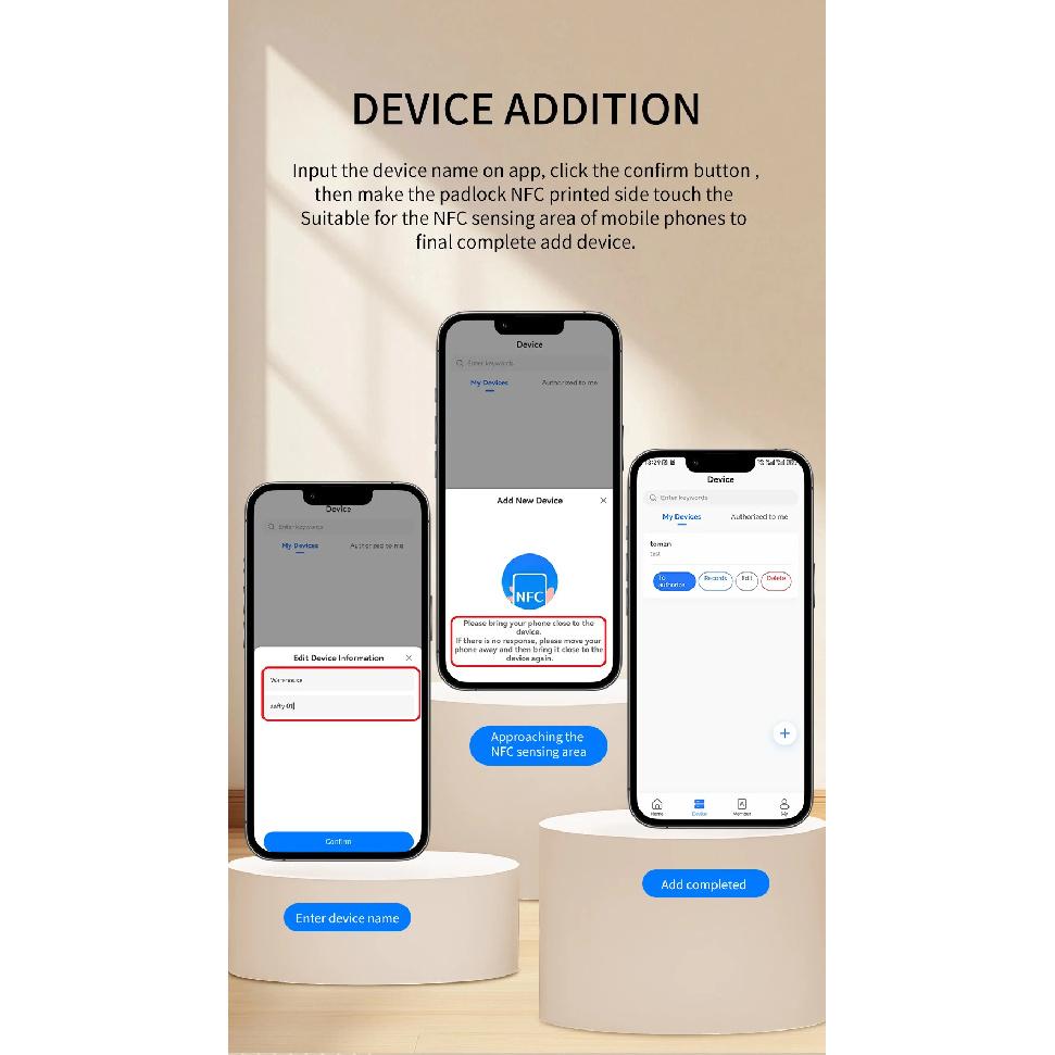 TOMZN NFC Passive Intelligent Padlock Keyless No Keyway Waterproof Theft-proof Thickened Body Lock/Unlock Record Nfc Lock APP