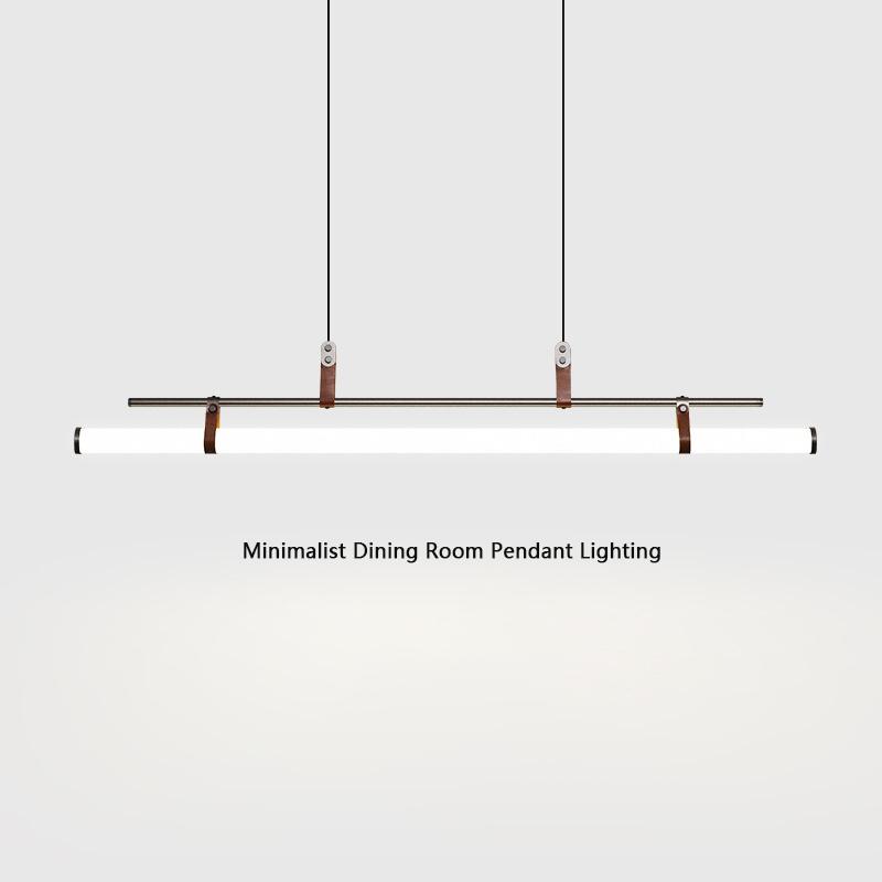 Minimalist Dining Room Pendant Lights Designer Art Creative Leather Long Strip Hotel Front Desk Dining Room Study Room Lights