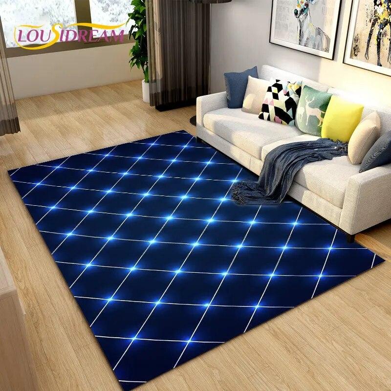 3D Geometric Lattice Pattern Area Rug,Carpet Rug for Living Room Bedroom Sofa Decoration,Kitchen Bath Doormat Non-slip Floor Mat