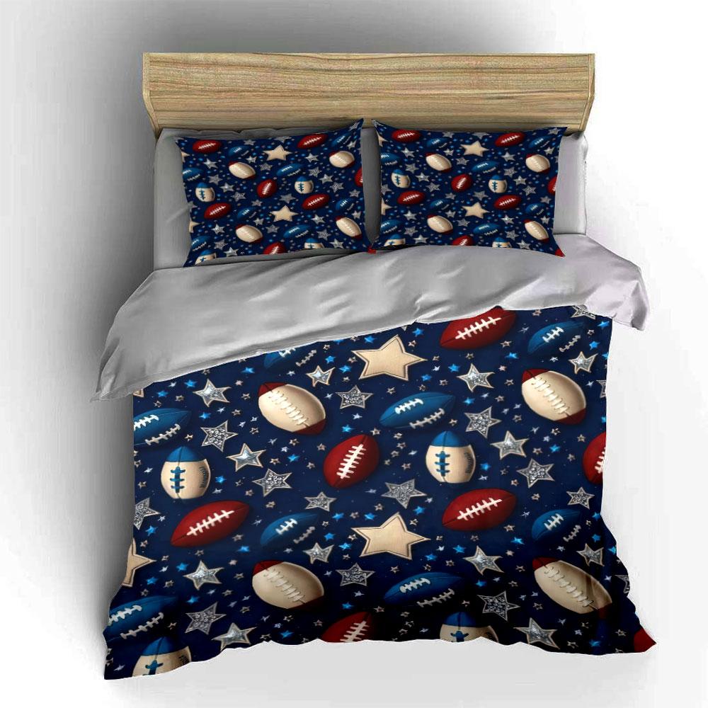 Football Theme Decor Set Bedding Set With 1 Duvet Cover 2 Pillowcases Single Double King Queen, Gift