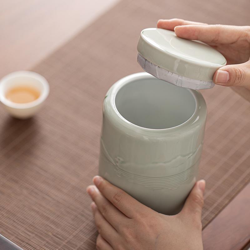 Ceramic Tea Leaf Canister Moisture Proof Sealed Storage Jar for Green And Black Tea Qingci Porcelain New Hot Sale Of The S