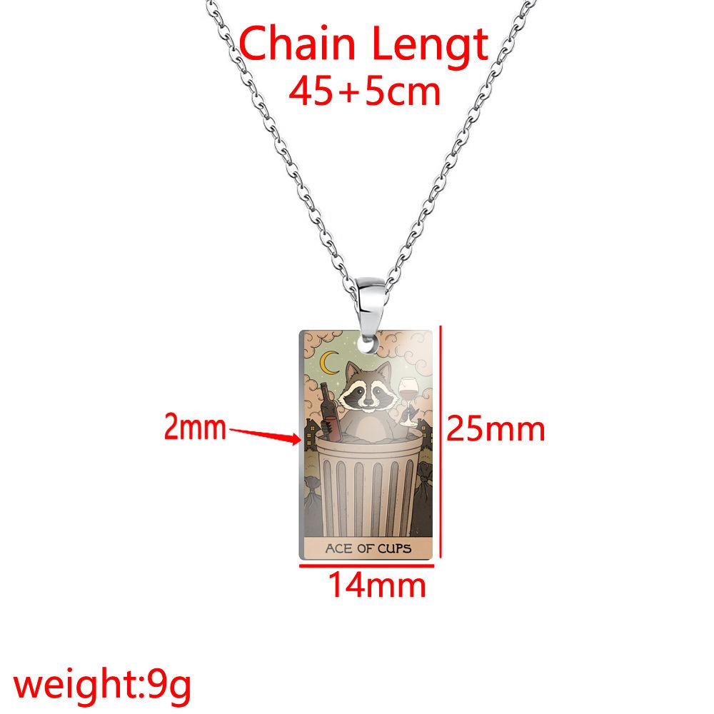 Europe and America Stainless Steel Colorful Printed Raccoon Necklace Good Friend Tarot Card Party Jewelry Accessory