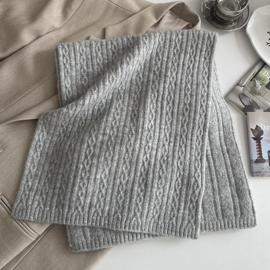 Premium sense~ Blended solid color plain color winter twist wool knitted scarf couple scarf