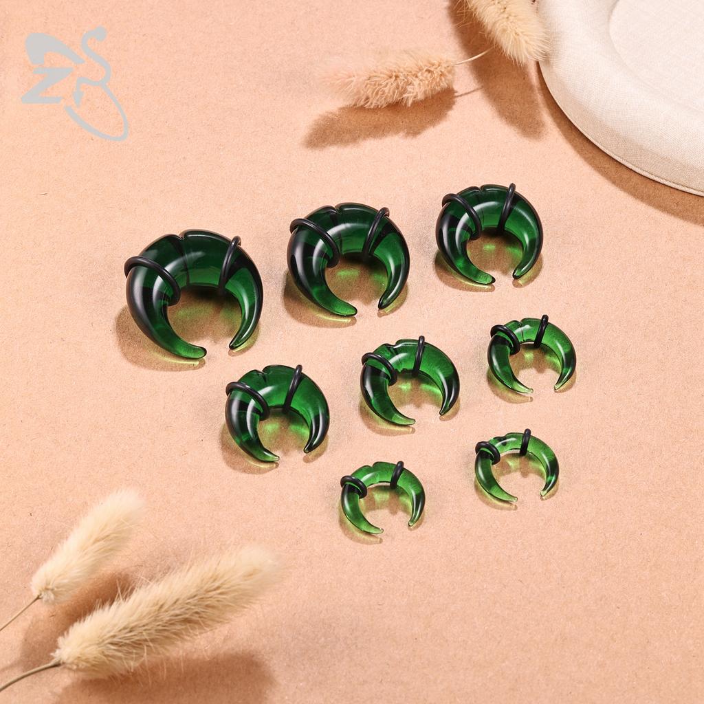ZS 1 PC Colorful Glass Ear Plug And Tunnel Horn Shape Nose Septum Piercing 00/0/2/4/6G Ears Stretcher Large Gauge Flesh Expander