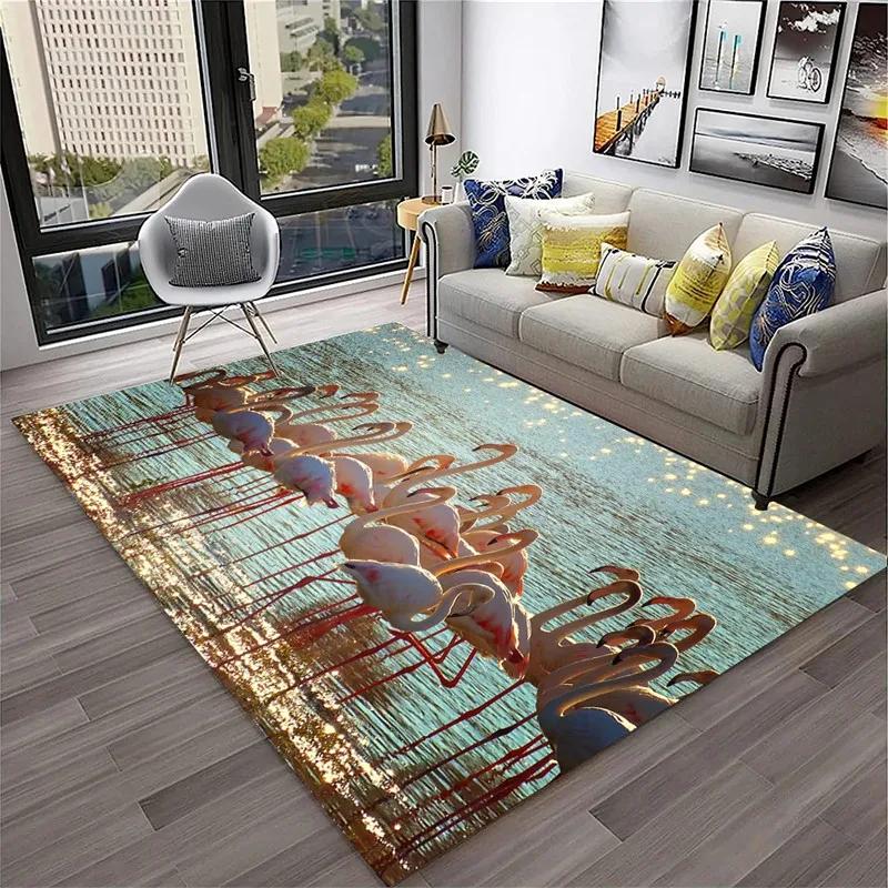 Flamingo Carpet Tropical Animal Print Kitchen Rug for Bathroom Living Room Bedroom Decor Non-slip Floor Mat Entrance Doormat