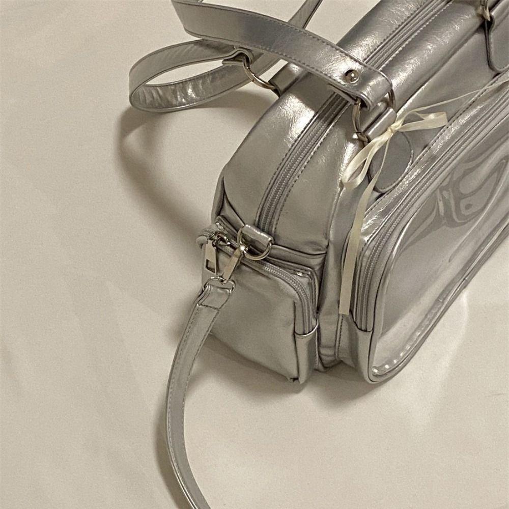 Preppy Style Transparent Pocket Shoulder Bag JK Bowling Bag Casual Cotton Doll Ita Bag  Outdoor