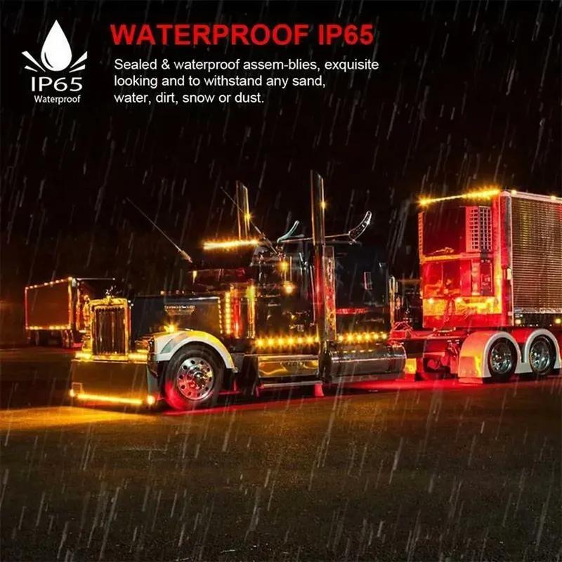 2pcs Yellow LED Side Marker Clearance Light Orange Lamp Indicator 12V-24V Truck Trailer Caravans Replacement Accessories