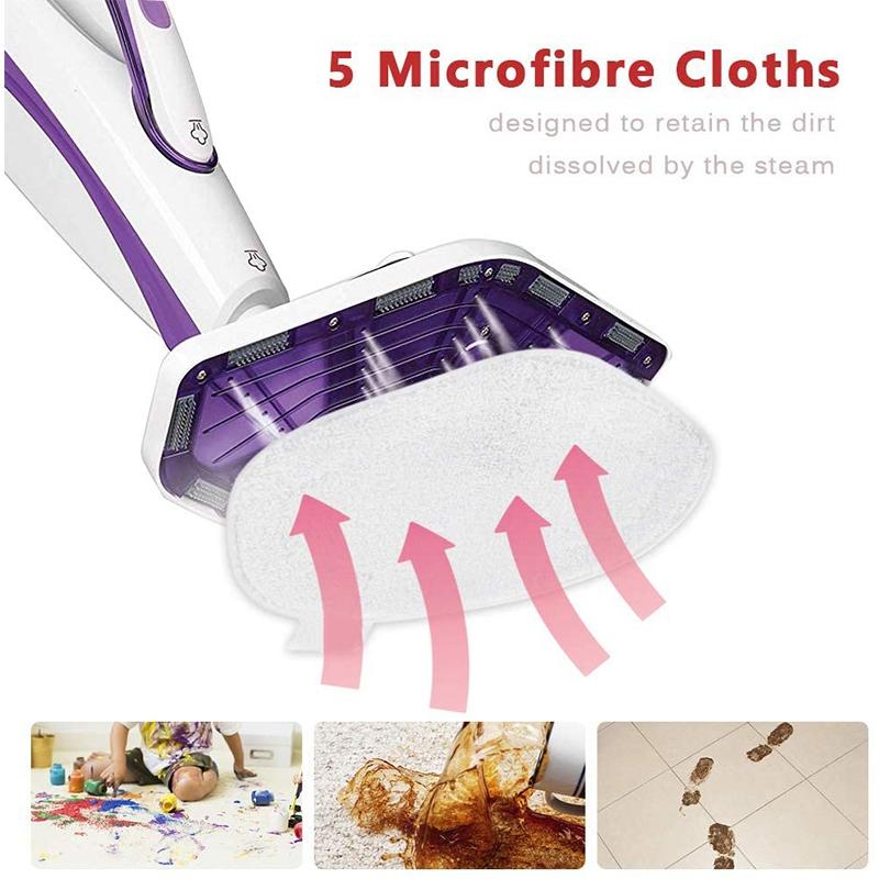 5 Pcs Microfiber Washable Mop Pad,Replacement Mop Parts for Polti Kit Vaporetto Steam Mop