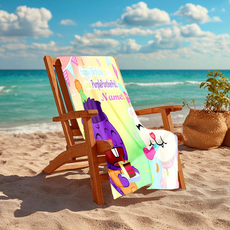Personalized customized proof beach towel with Happy Tree Friends pattern - soft, absorbent,quick-drying,perfect swimming,camping&bathing