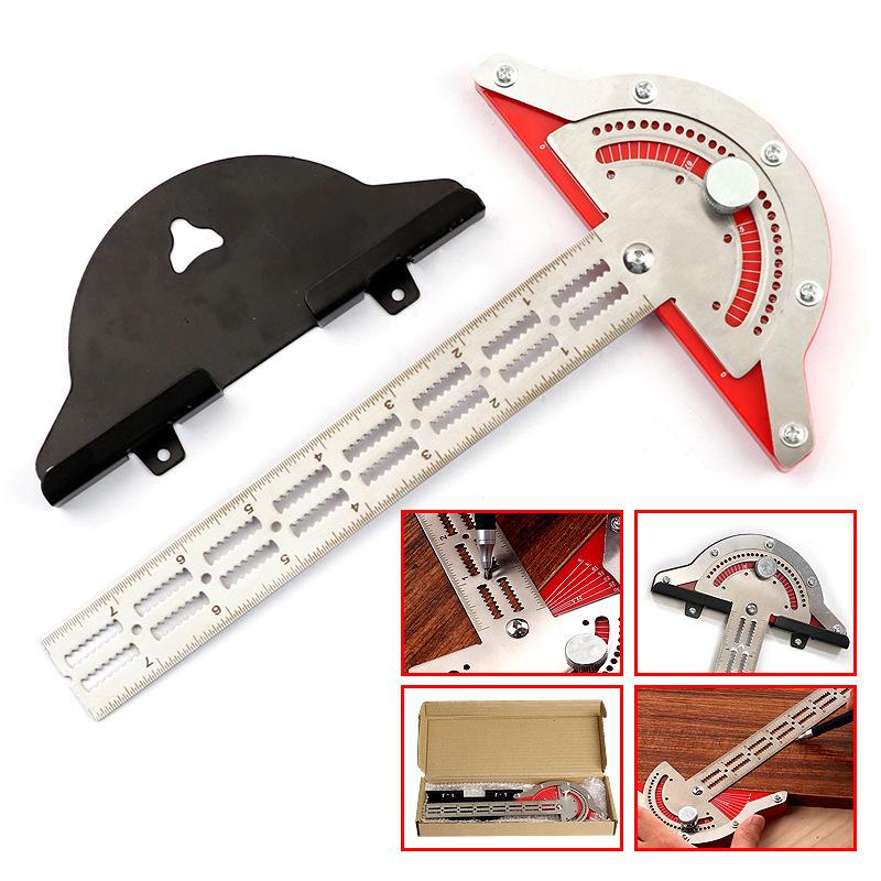 0-180 Degree Angle Gauge Woodworkers Edge Ruler Aluminum Alloy Protractor Angle Finder Ruler Precision Carpenter Measuring Tool