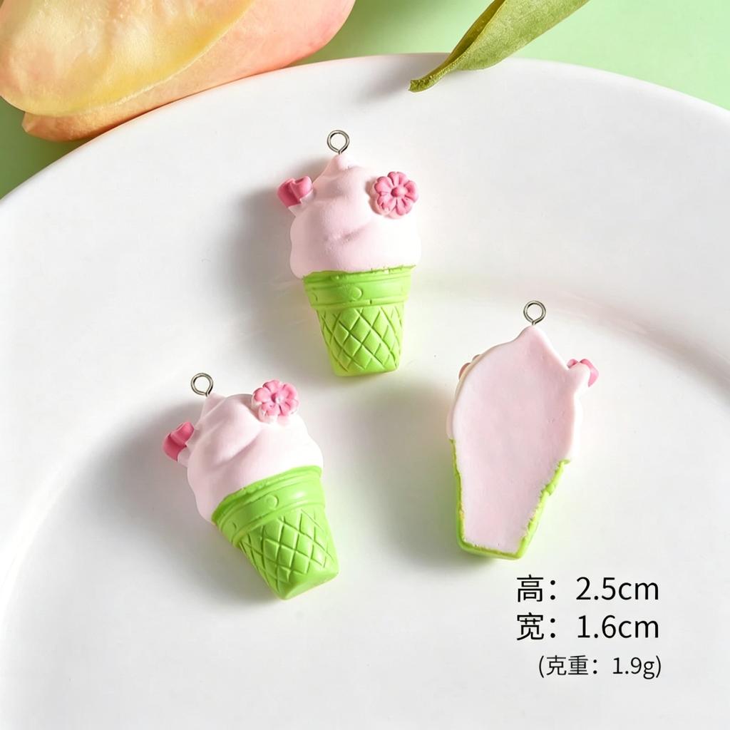 10Pcs Cute Resin Charms, Mixed Ice Cream Flower Lollipop Pendants for Keychain & Earrings