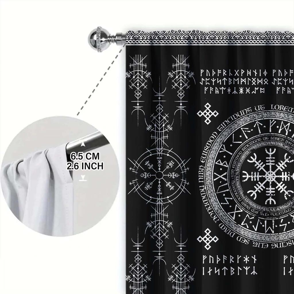 2-Panels Array Symbol Divination Design Curtains - Heat-insulating   Suitable for Decorating Curtains in Various Rooms