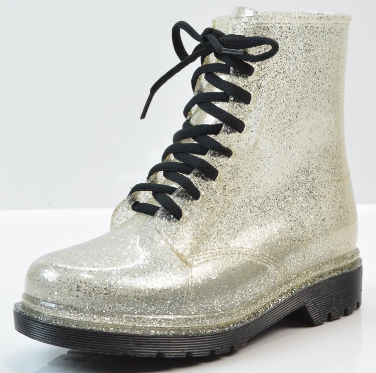 Модные резиновые сапоги Модные женские резиновые сапоги на плоской подошве Однотонные — фото 8