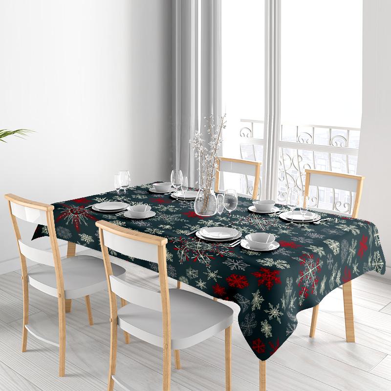 Snowflake Christmas Tablecloth Xmas Dining Decorations for Home Decoration 58x102cm/76x134cm Polyester Fabric Black/Winter Festi