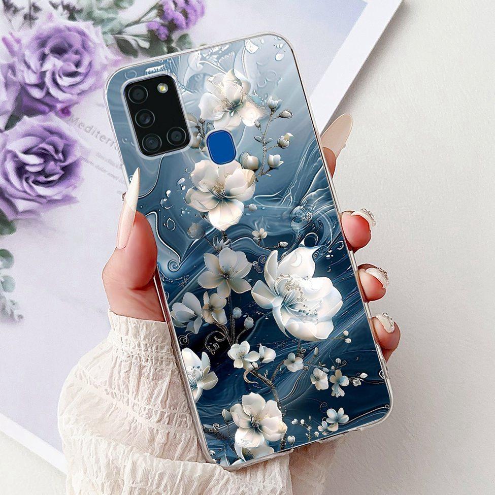For Samsung A21s Case Cover Clear Fashion Luxury Cute Painted Back Cover For Samsung Galaxy A21s Phone Case A217F A217M A217N