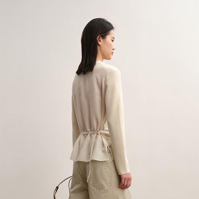 LESS 2025 Autumn H-shaped Round Neck Wool Cashmere Sweater