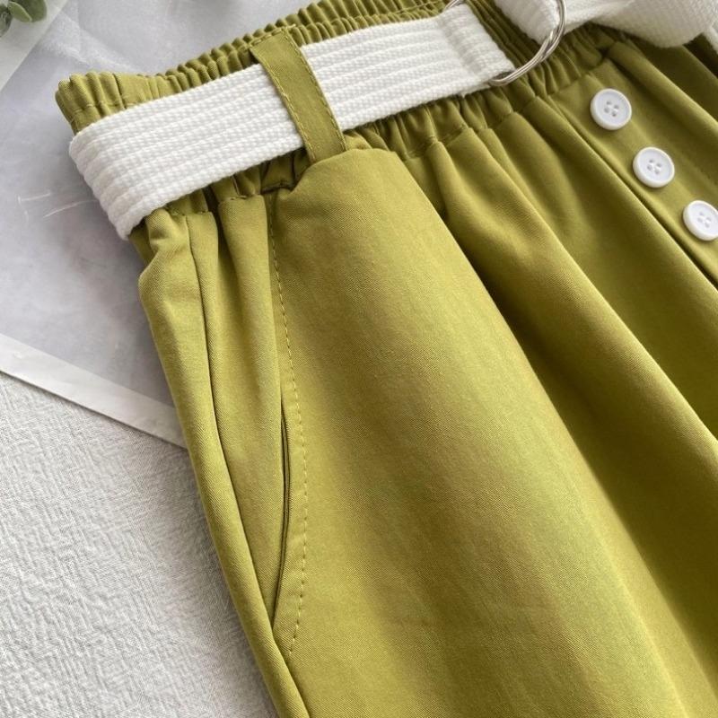 Fashion Buttons Loose Wide Leg Shorts for Women Summer New Thin Slim High Waist  Casual Shorts Woman A-line Solid Elegant Lady Shorts 24281