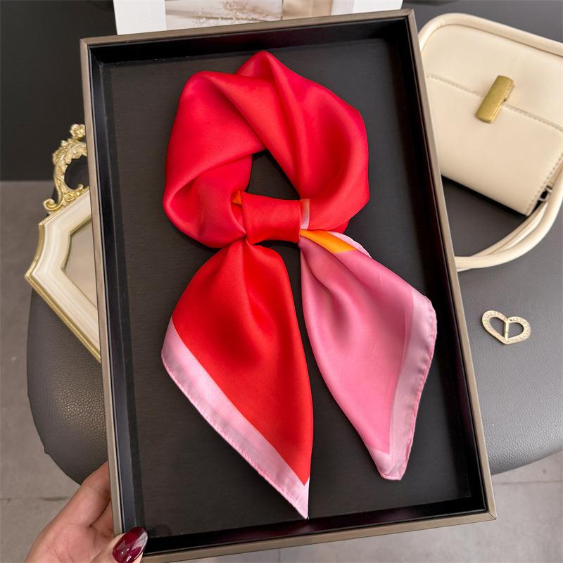 Printed Designer 70Cm Square Silk Women'S Scarf Satin Scarves Fashion Shawl Headscarf Headband Bandana Hijab Wrap