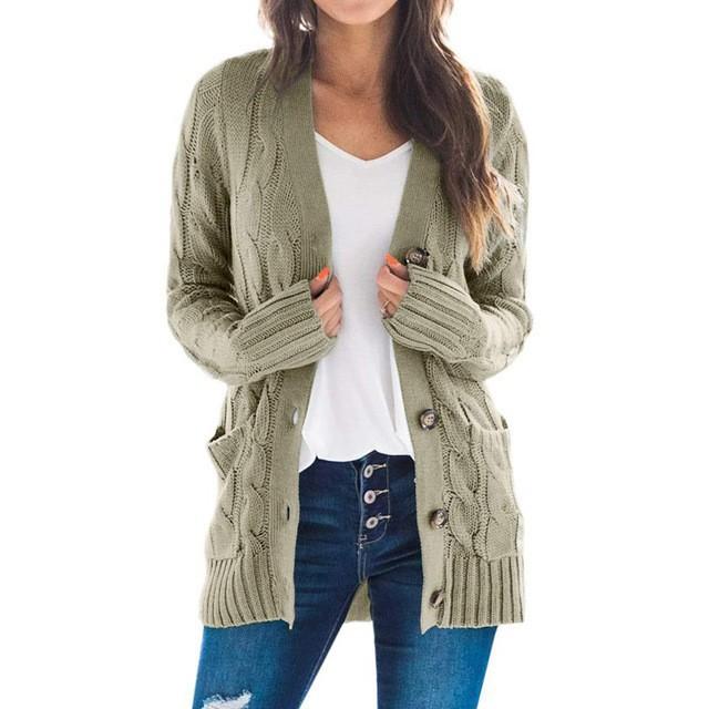 GMXIA Damen Vintage Casual Solid Color Print Herbst Winter Langarm V-Ausschnitt Jacken & Mäntel
