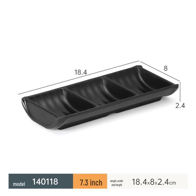 Black Melamine Dipping & Snack Dish with 2-3 Compartments