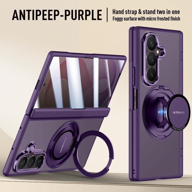 For Magsafe Magnetic Metal Rotate Holder Tempered Glass Film Protect Case for Samsung Galaxy Z Fold 8 Ultra Spring Hinge Cover