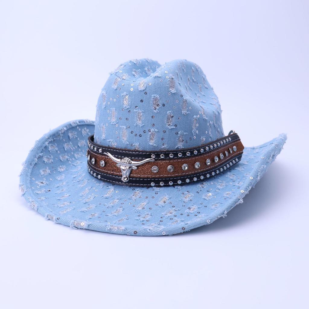 Western cowboy hat TEMU hot-selling jazz hat European and American one-word top curved brim top hat