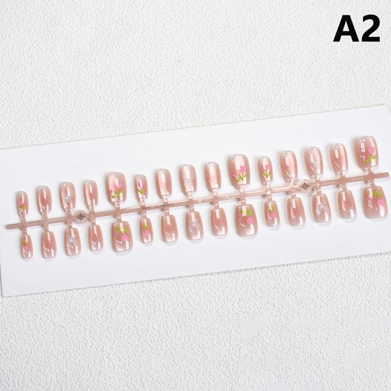 

30 шт. Тюльпаны Кошачий глаз Накладные ногти Носимые Искусственные ногти Накладные ногти Типсы Нейл-арт Ногтевой салон