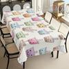 2D Flat 1pc Cute Cartoon Pearl Milk Tea Printed Tablecloth, Home Dining Table Decoration Cloth, Creative Milk Tea Theme Tablecloth for Restaurants And