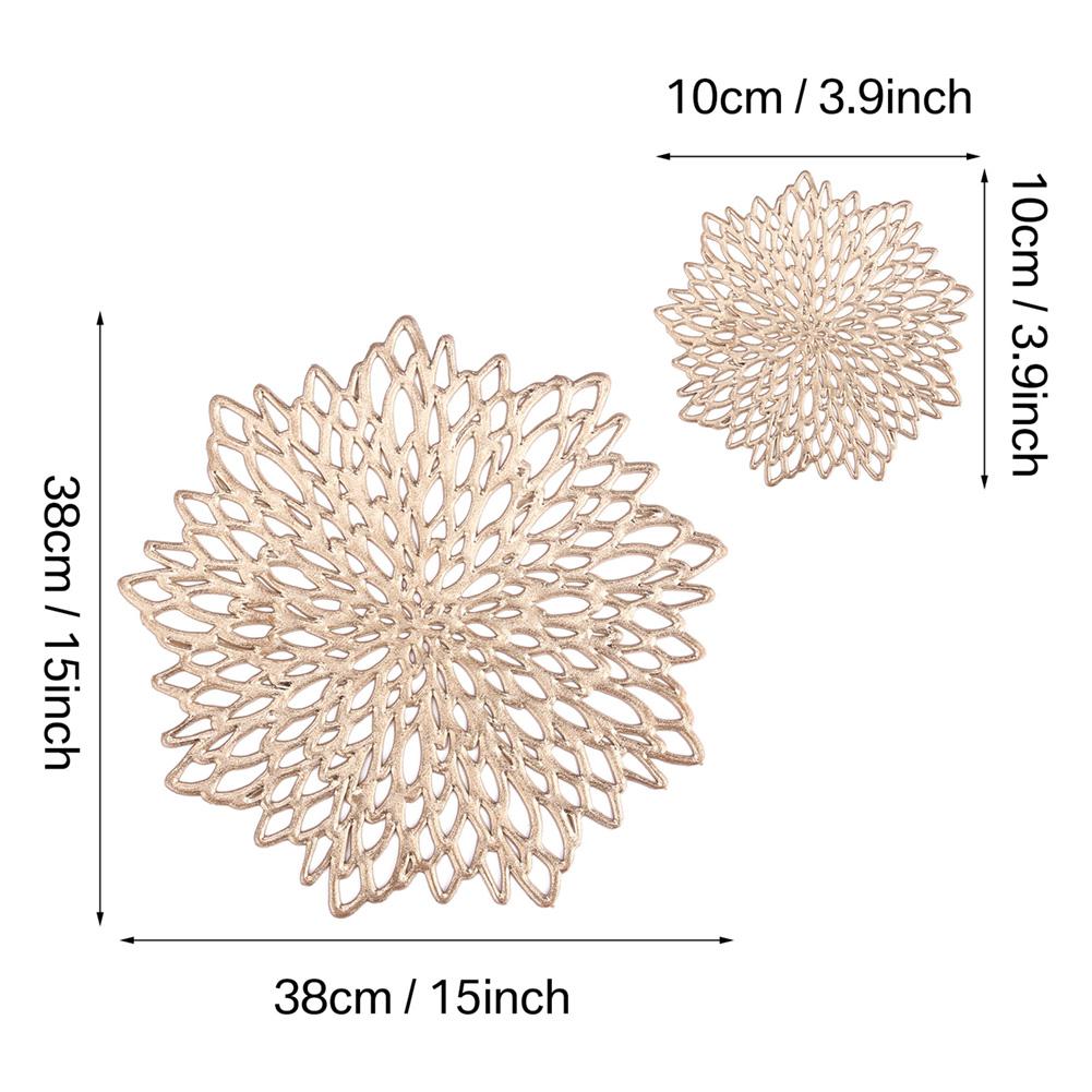 Sets of 4/6 Gold Floral Leaf Hollow Out PlacematsCoasters Vinyl Kitchen Dinning Table Place Mats Wedding Party Washable Decor