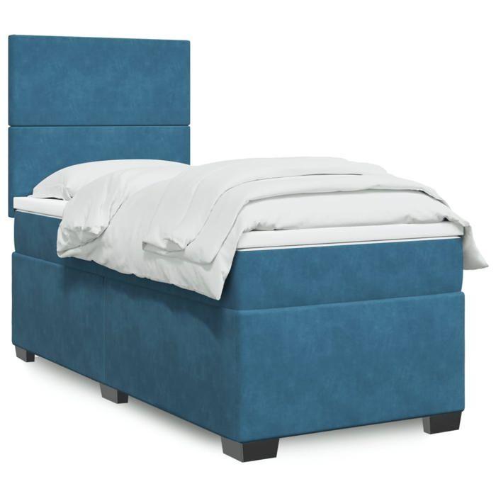 VidaXL Slatted Bed Base with Blue Mattress 80x200 Cm Velvet 3290760