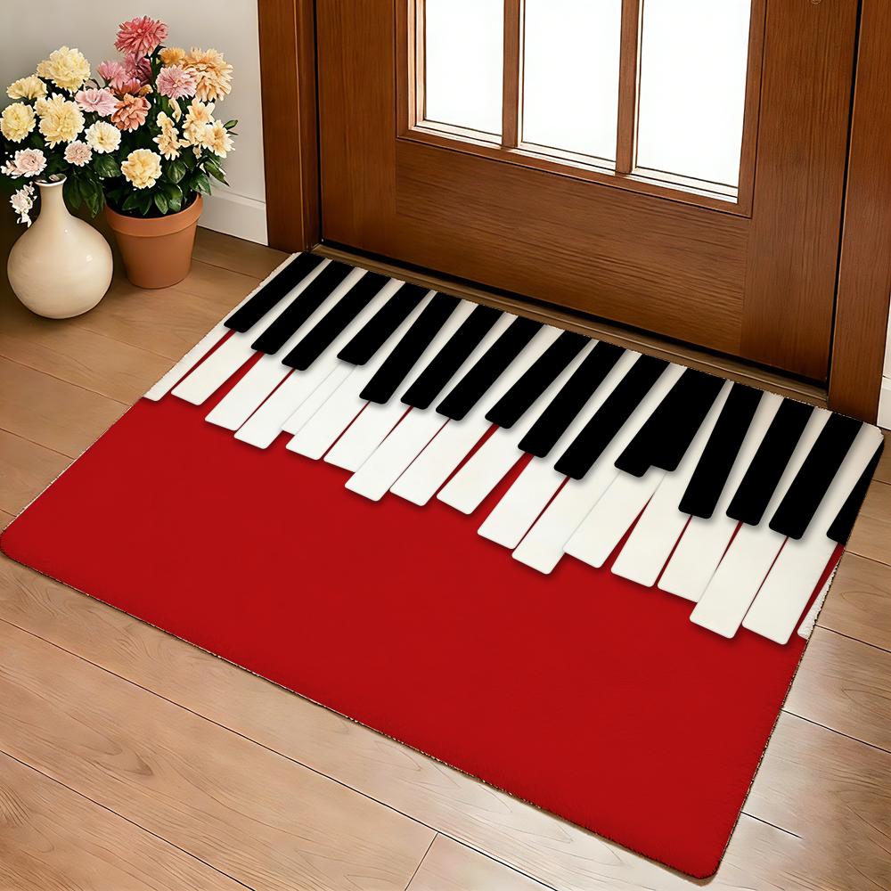 Muzieknoot Piano Patroon Vloermat Gezellige Flanel Zacht Dik Antislip Mat Voor Woonkamer Slaapkamer Keuken Decor Vloerkleden