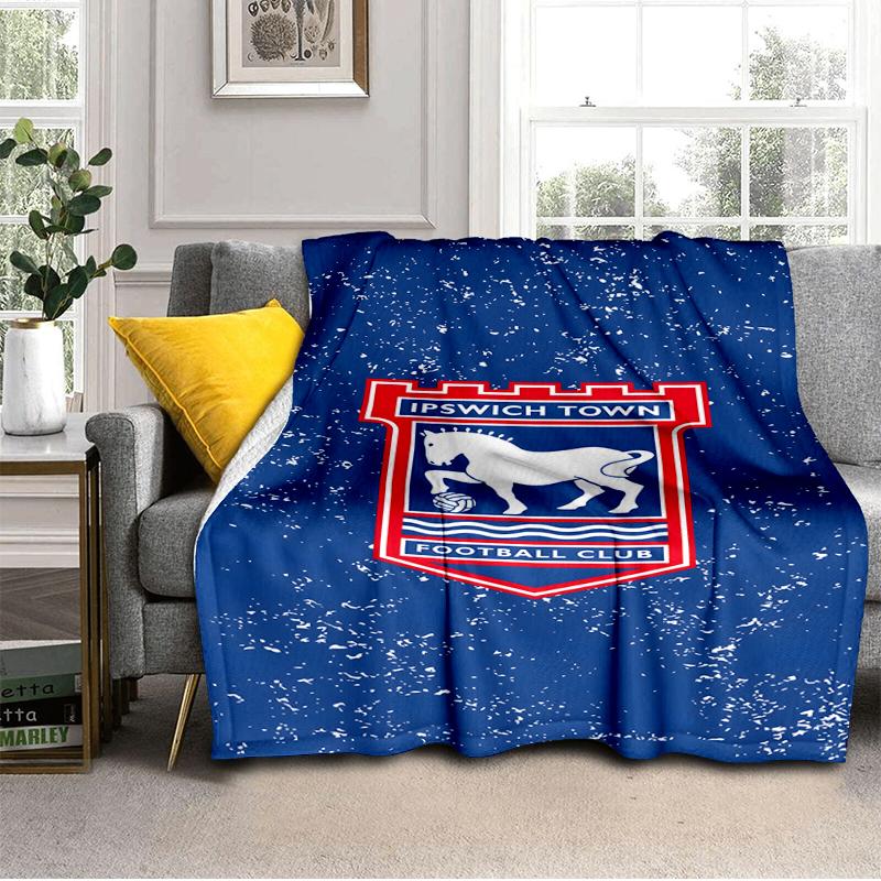 FC Ipswich Crest Blanket Lightweight Ideal Bedding Blanket Perfect for Travel, Camping, Living Rooms, Offices, Sofas, Fan Christmas Gift