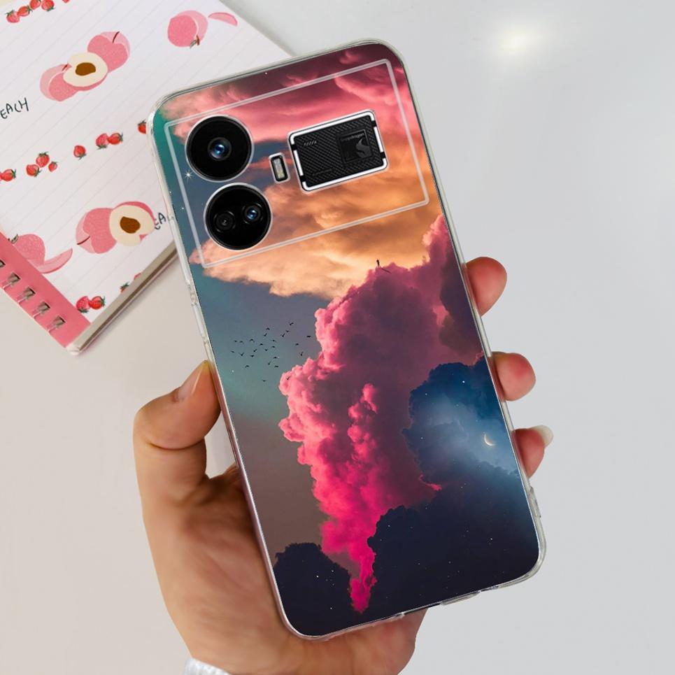 Pro Realme GT5 Pouzdro Průhledné Silikonové Měkký TPU Kryt Pro OPPO Realme GT 5 RealmeGT5 Pouzdra Květinové Mramorové Želé Nárazník Coques