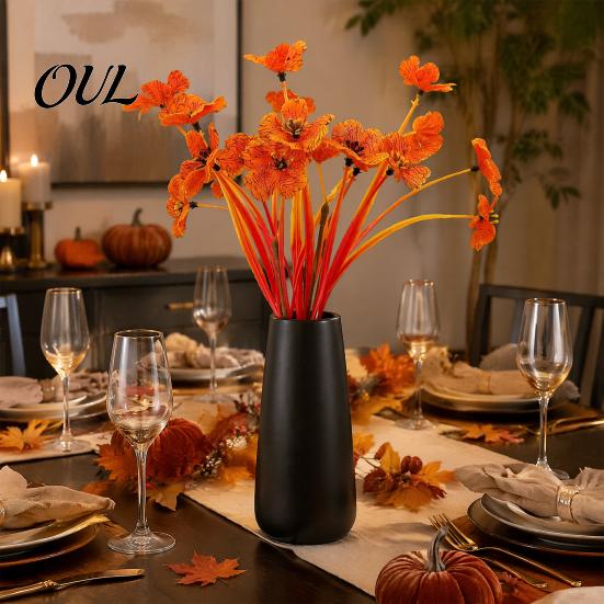 Vibrant Artificial Flower Centerpiece Autumn Flowers Bouquet, Realistic Plastic Floral Arrangement with Layered Decorative Silk Plants for Indoor