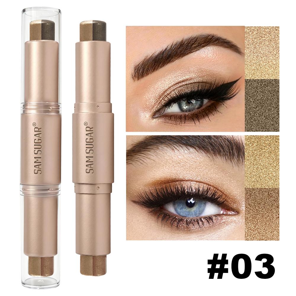 3D Schichtiger Augen Look Doppelendiger 4-Farben Lidschattenstift SAM SUGAR Doppelseitiger Zweifarbiger Schimmer Cremelidschatten Stift Langanhaltend Wischfest Augen Kosmetik white