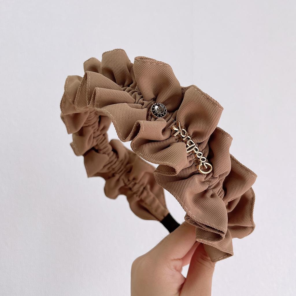 PROLY New Fashion Autumn WInter Headwear Solid Color Big Bowknot Turban Casual Pleated Hairband For Adult Hair Accessories