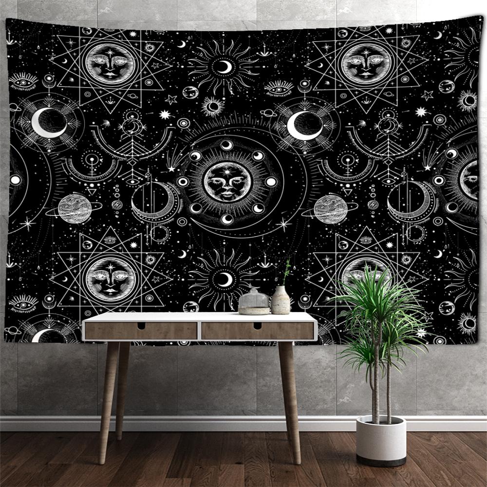 Sonne Tarot Wandteppich Hängen Mandala Schwarz Und Weiß Hexerei Science Fiction Bohemian TAPIZ Zimmer Home Decor