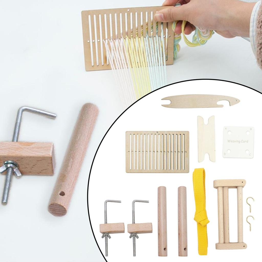 Peg Loom Braiding Weaving Racelets Weaving for Beginners Wooden Desk Clamp Set Yard Warping Weaving Loom Pegs Weaving Loom Kits