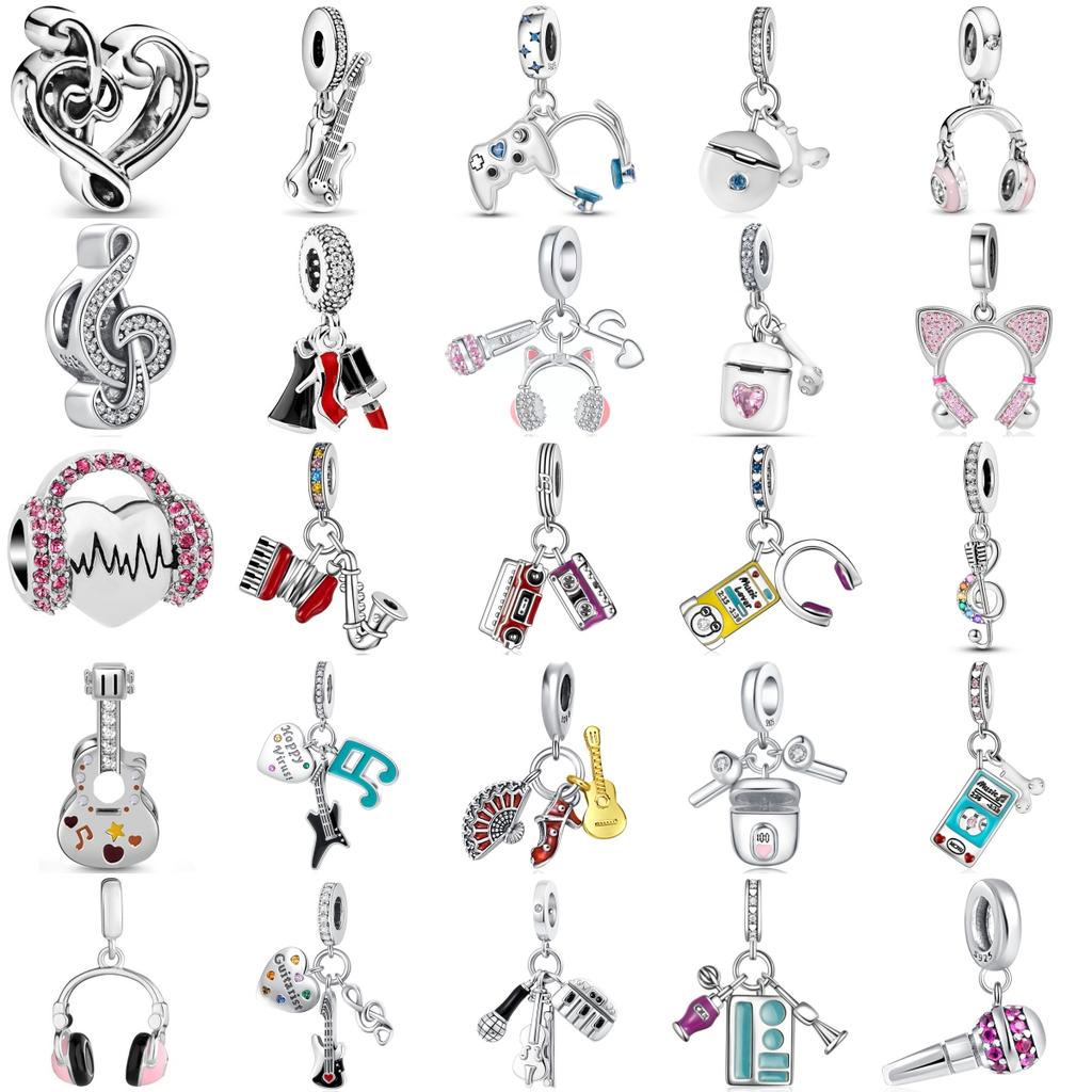 Original Charms Beads Copper Music Casual Series Collection Headphones Guitar Charms Decorative Pendant For Woman's Making Jewelry