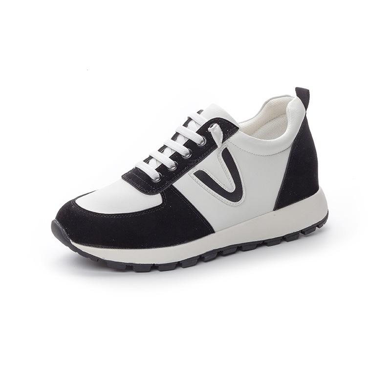 Four seasons casual sports women's shoes lazy single shoes color matching thick-soled round head lace-up low-top women's shoes