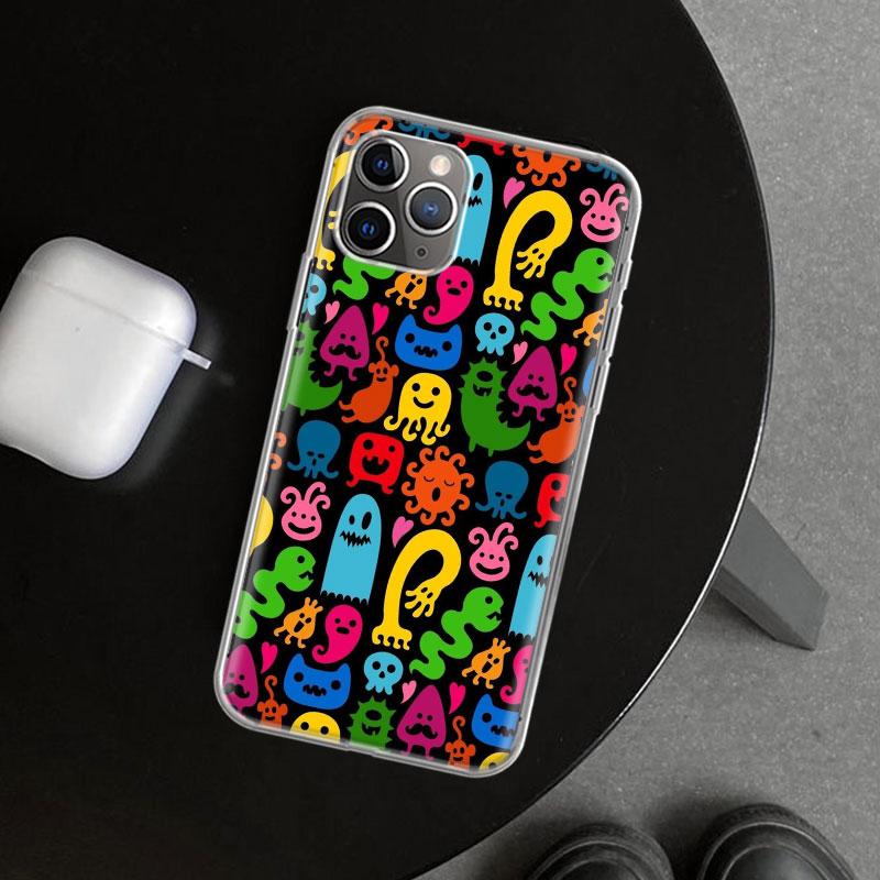 Simple Pattern Graffiti Phone Case Cover for iPhone 11 12 13 Mini 14 15 Plus 16 Pro Max 17 Air 7 8 + SE Art Customized Fundas 11