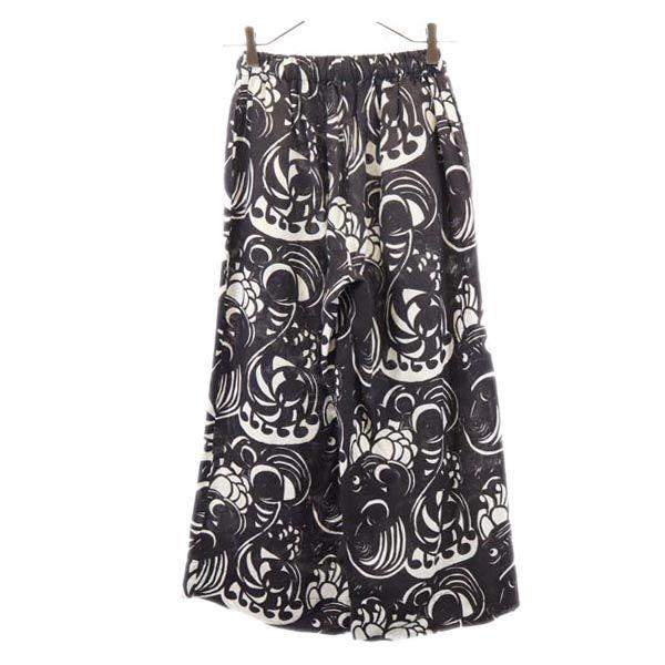 marimekko linen Overall handle Pants 34 black Waist rubber Women Used