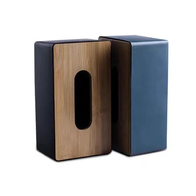 Tissue Box Table Napkin Rings Tissue Case Paper Box Container Bamboo Cover Solid Wood Storage Box Home Table Decoration